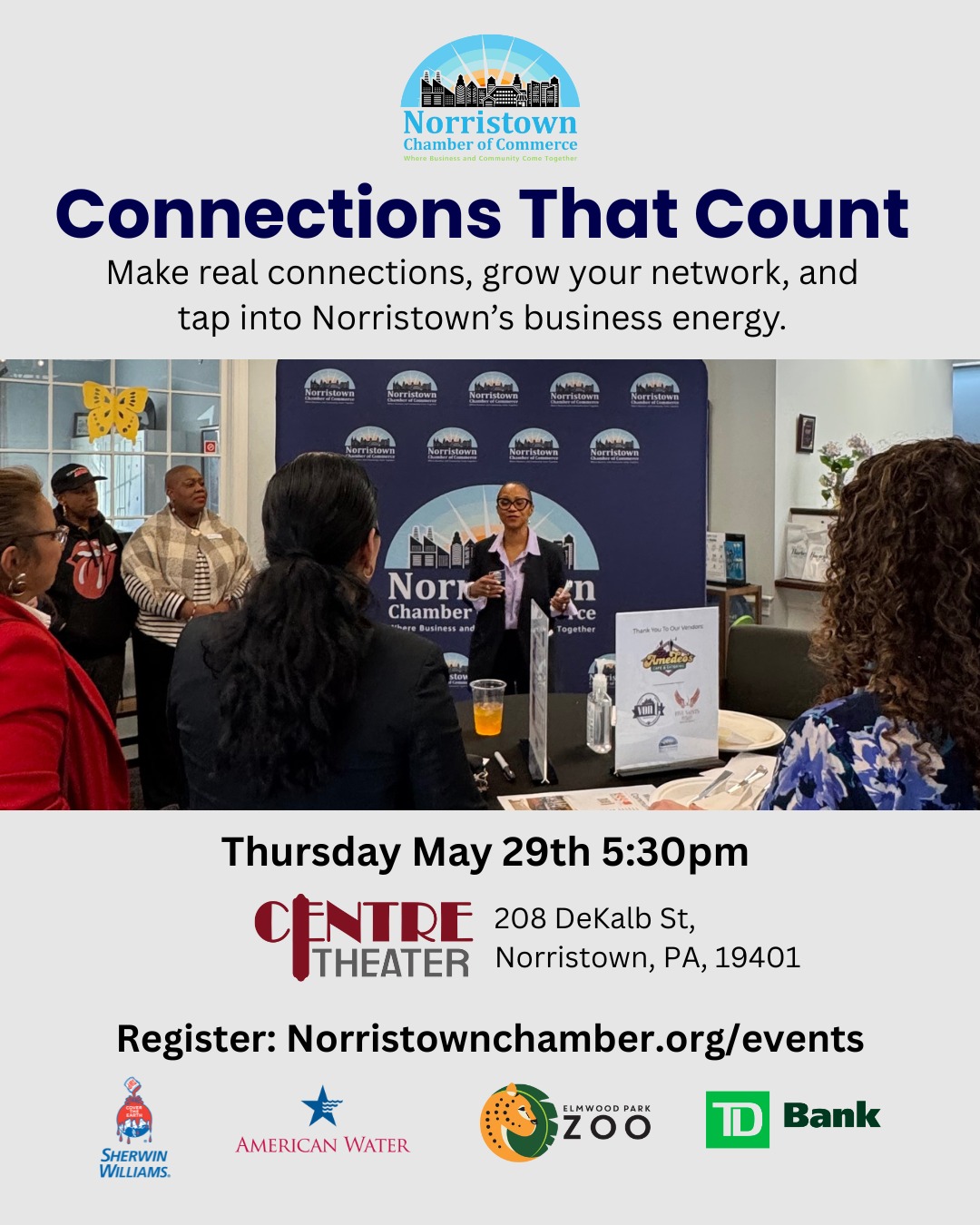 📣 Join us for our next Norristown Chamber Mixer!
We’re gathering on Thursday, May 29 from 5:30–7:30 PM at Centre Theater for an evening of meaningful conversations, new connections, and local business energy.
Whether you're looking to grow your network, meet fellow professionals, or just enjoy a relaxed night with the local business community—you’re invited.
🎟 Free for Chamber members
💼 $25 for non-members
🥂 Refreshments included
Let’s kick off summer with strong connections.
➡️ Register now through the link in our bio.